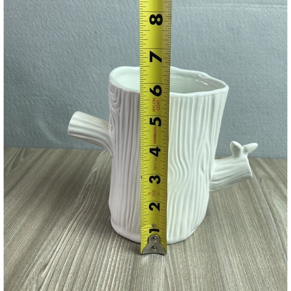 Vintage Sherry Olsen Vase Anthropologie Woodland Bark Tree Stump Butterfly 6” - Picture 10 of 11